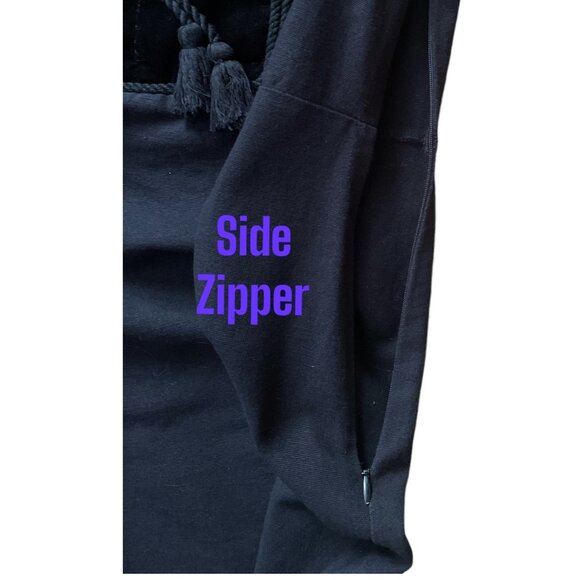 Zara Trafaluc Velvet Bib Mini Dress Tunic With Tassels Fairy Goth Witchy Black S - Picture 5 of 6